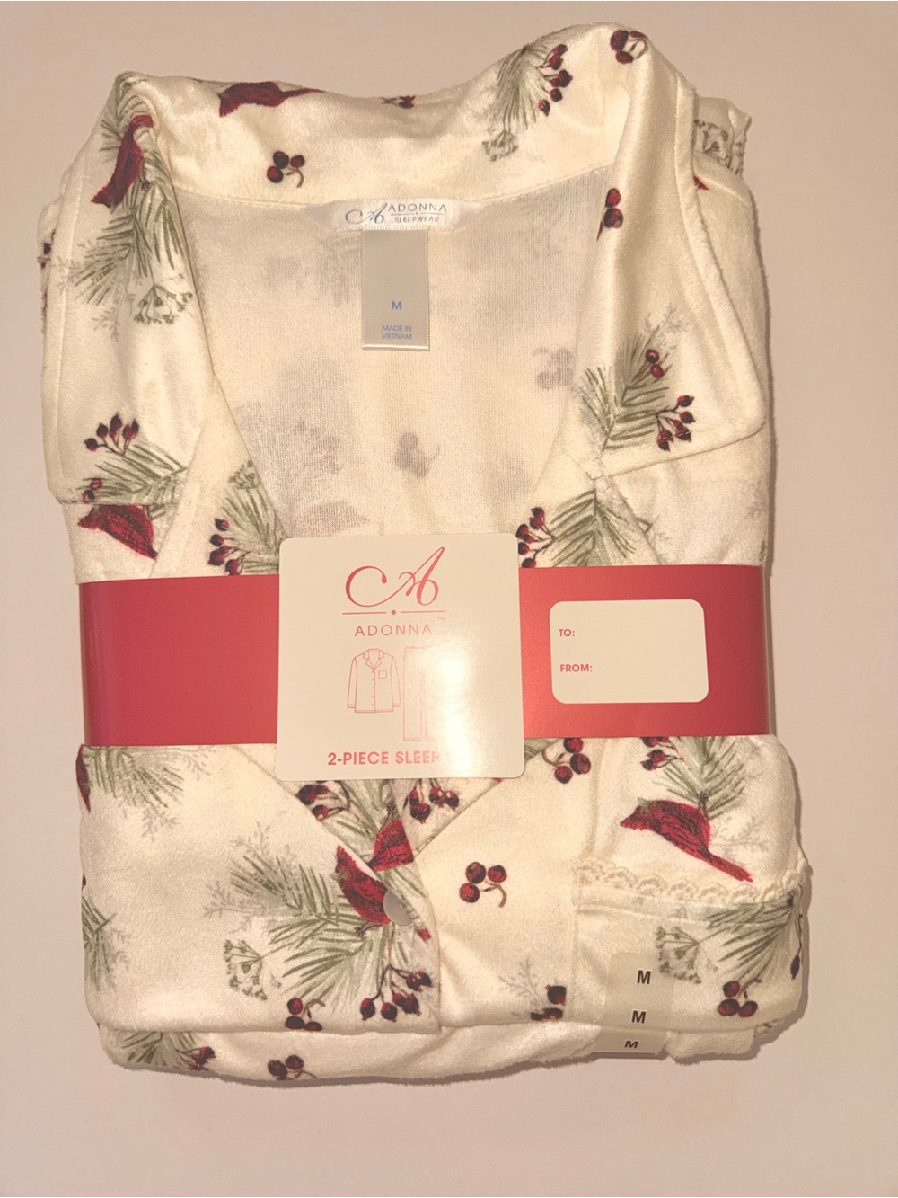 NWT Adonna Cardinal Fleece Pajama Set 2 Piece Holiday PJs M